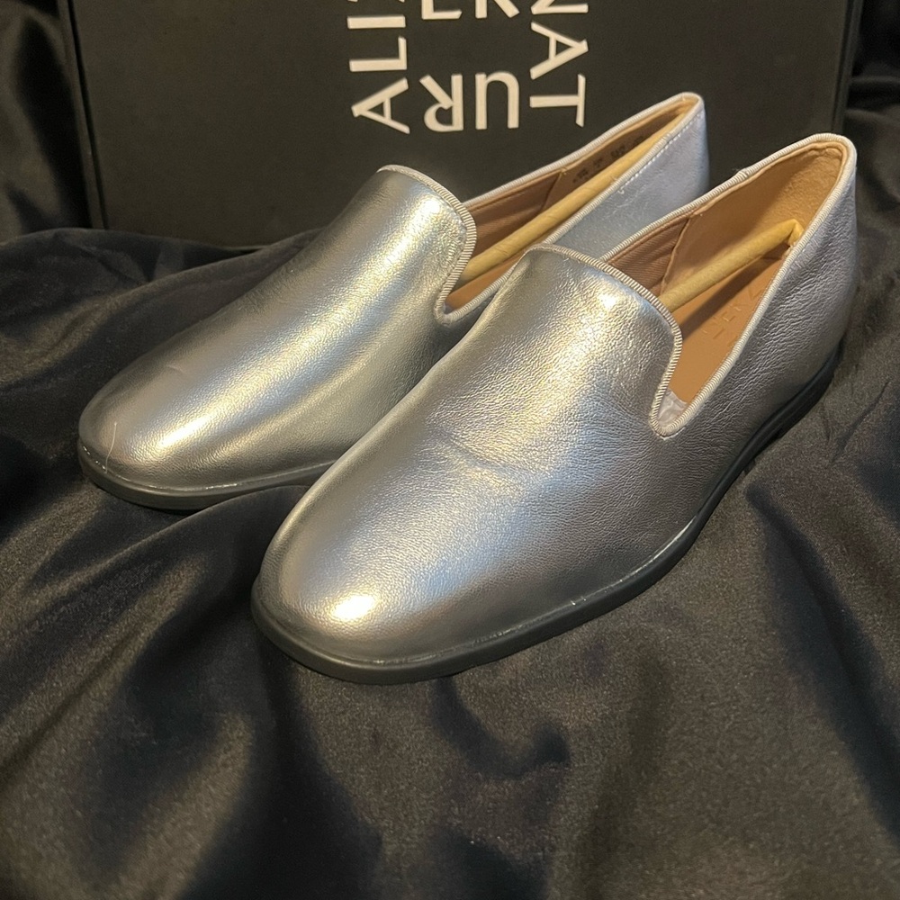 Naturalizer Shimmering Silver Loafers